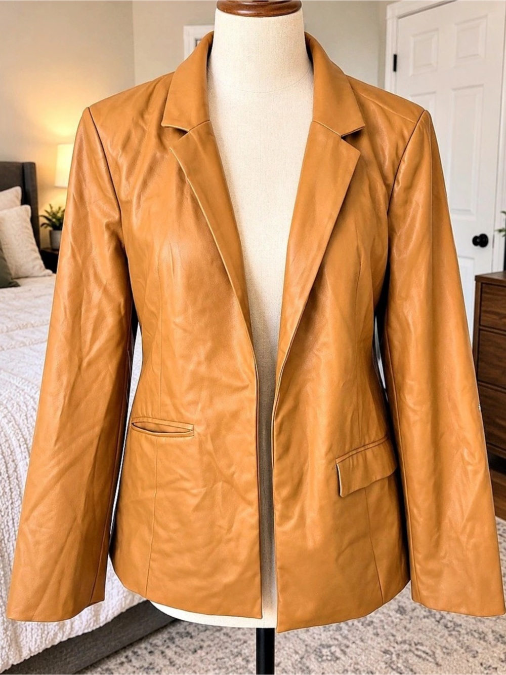 Brown Leather Blazer Jacket Like New